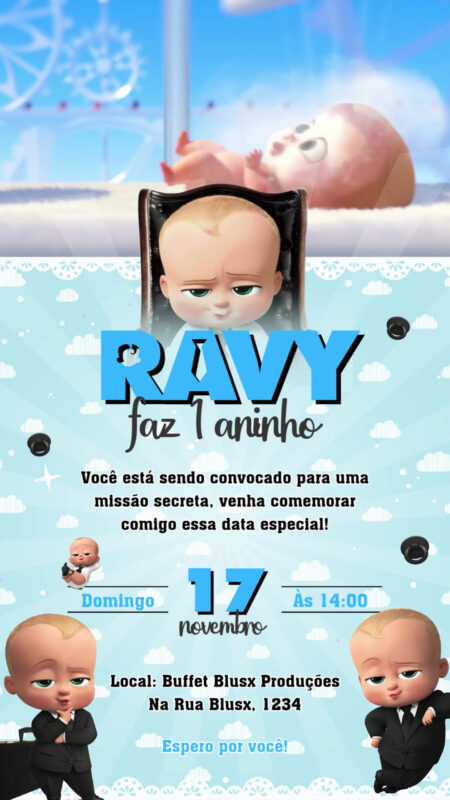 Convite Com Vídeo - Poderoso Chefinho