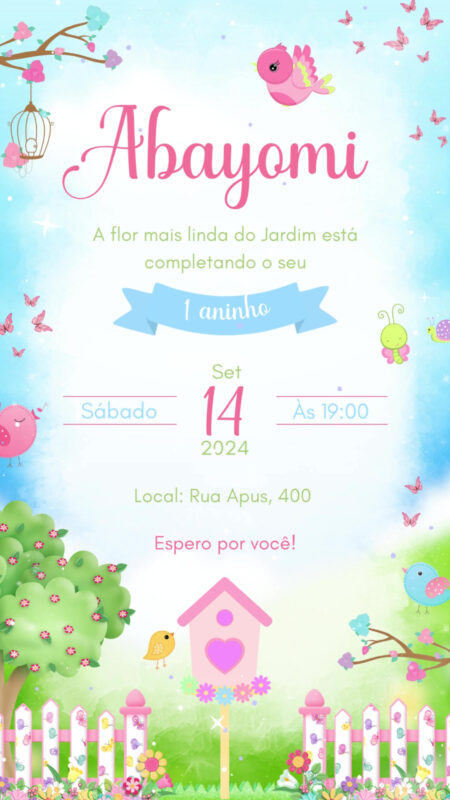 Convite Animado Simples - Jardim Encantado