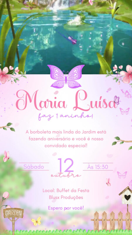 Convite Com Vídeo -Jardim Encantado Borboletas #3