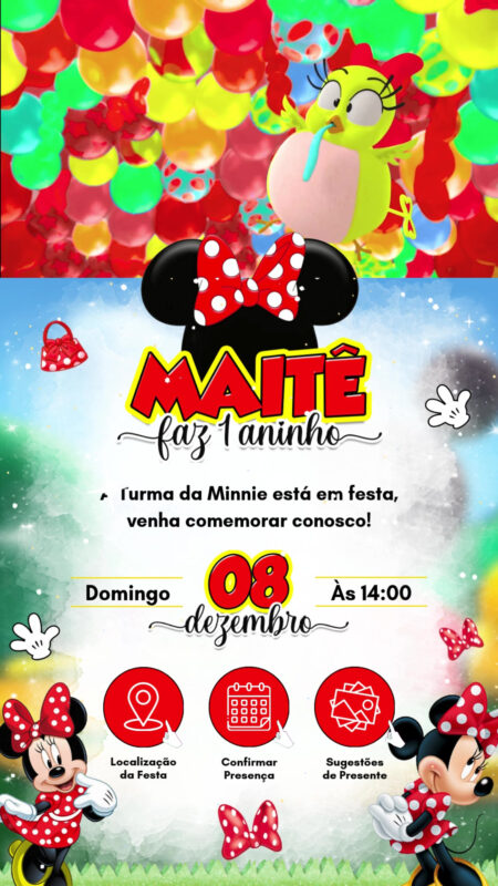 Convite Tecnológico - Minnie Vermelha