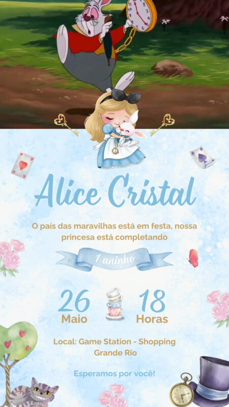 Convite Com Vídeo - Alice baby