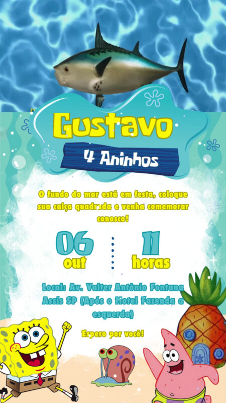 Convite Com Vídeo - Bob Esponja