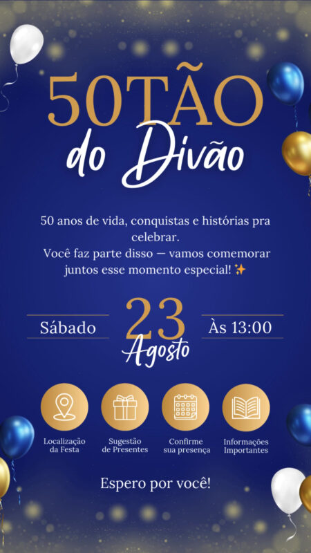 Convite Tecnológico - Azul e Dourado