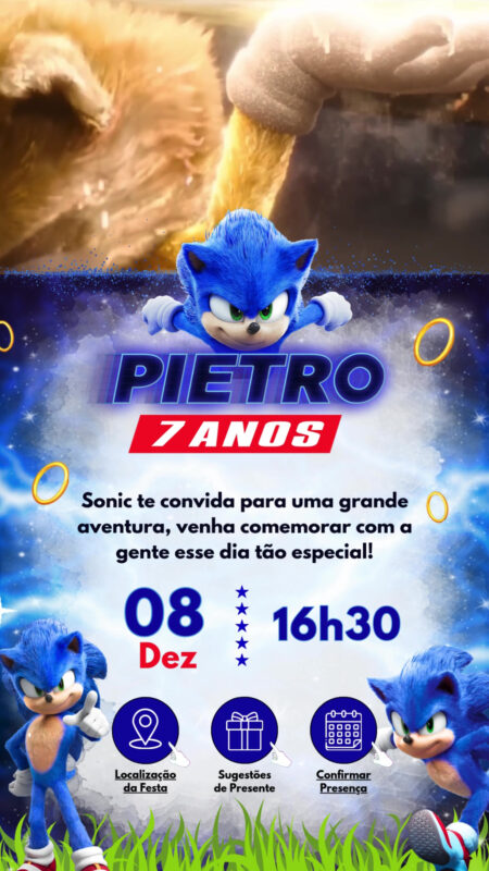 Convite Tecnológico - Sonic - O Filme