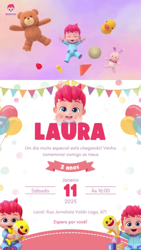 Convite Com Vídeo - Bebe Finn Menina
