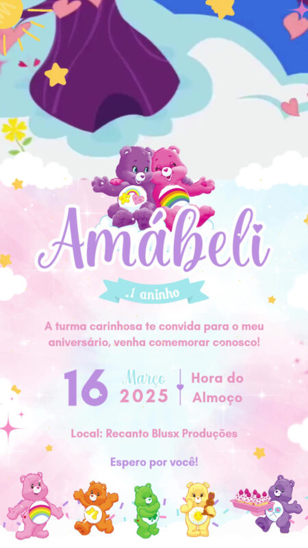 Convite Com Vídeo - Ursinhos Carinhosos