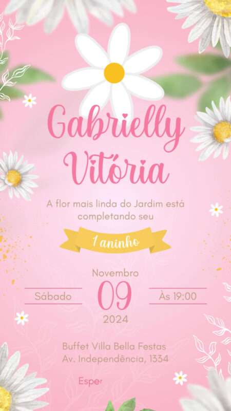 Convite Animado Simples - Margaridas