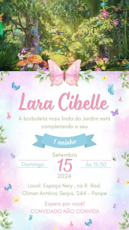 Convite Com Vídeo - Jardim das Borboletas