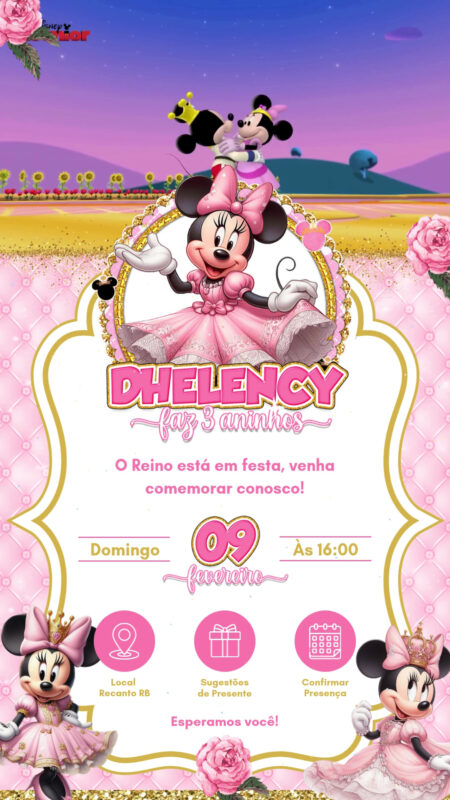 Convite Tecnológico - Minnie Realeza