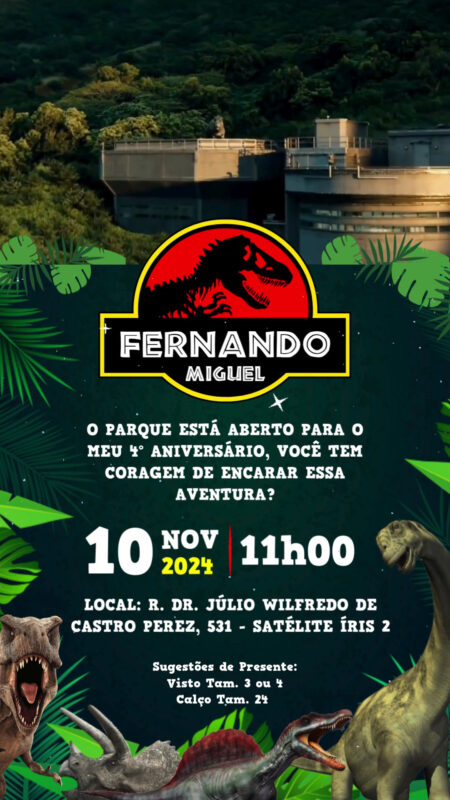 Convite Com Vídeo - Jurassik Park