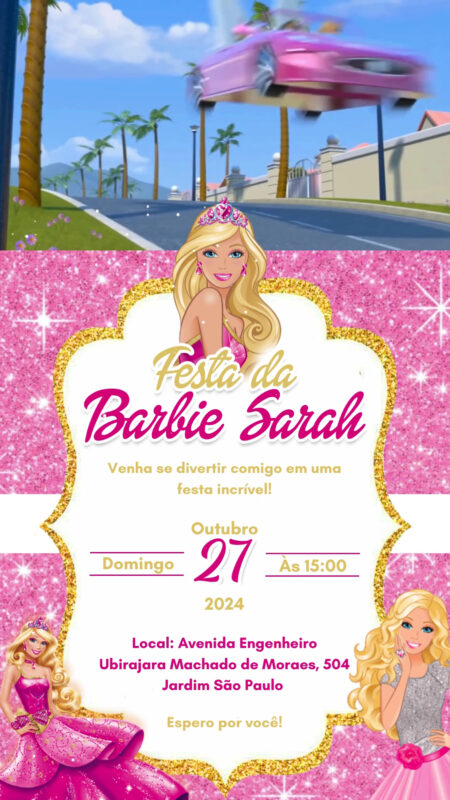 Convite Com Vídeo - Barbie