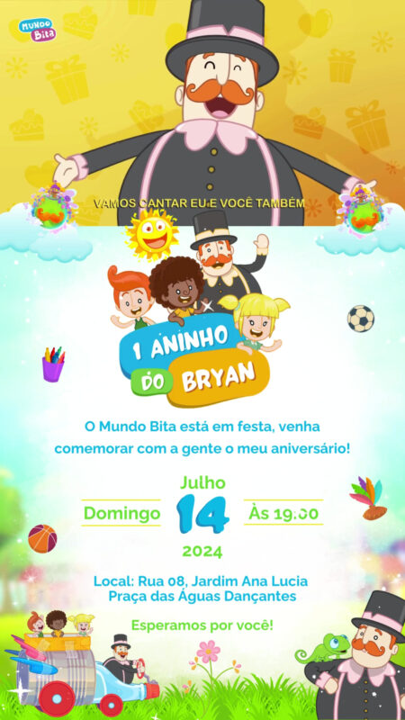 Convite Com Vídeo - Mundo Bita