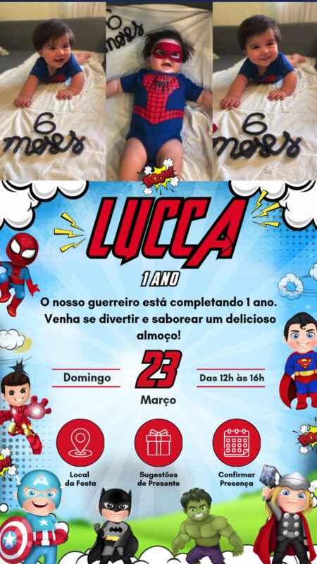 Convite Tecnológico - Vingadores Cute