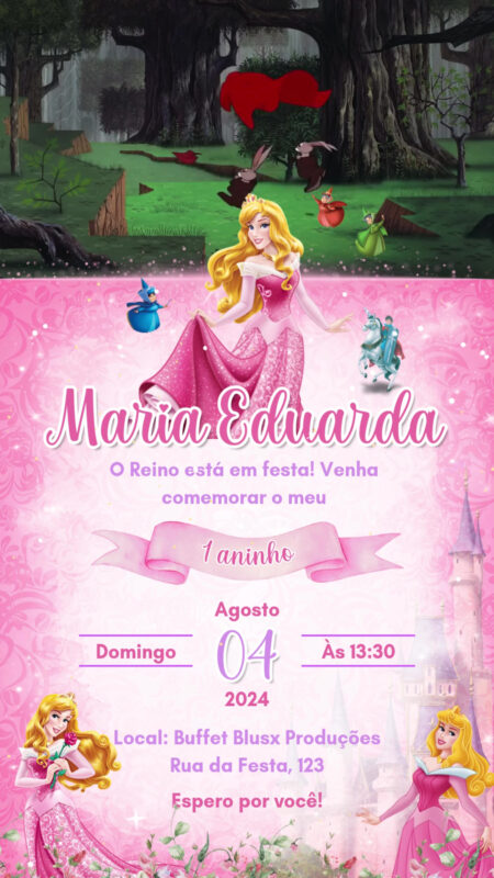 Convite Com Vídeo - A Bela Adormecida (Princesa Aurora)