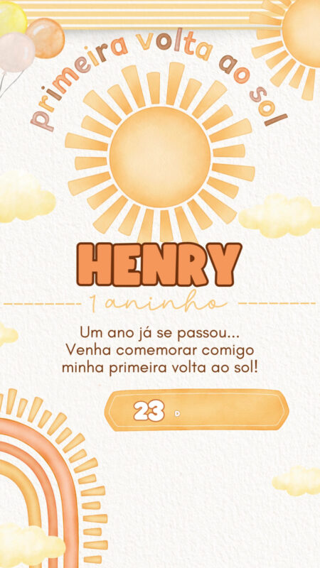 Convite Animado Simples - Primeira Volta ao Sol #2