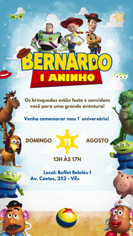Convite Animado Simples - Toy Story