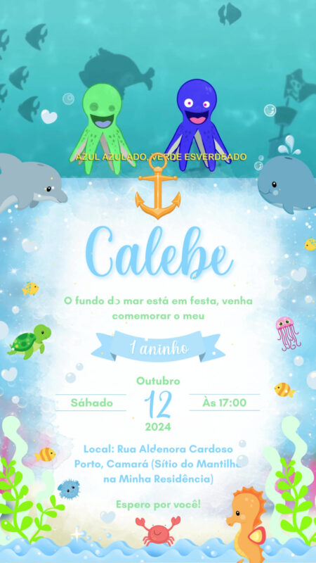 Convite Com Vídeo - Fundo do Mar