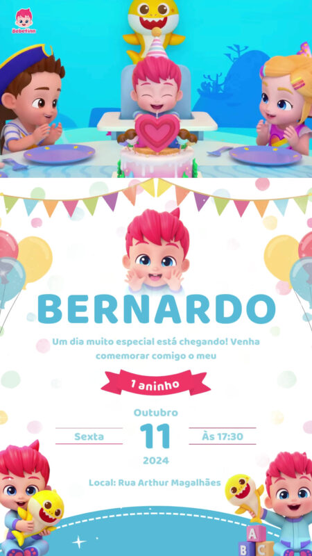 Convite Com Vídeo - Bebê Finn