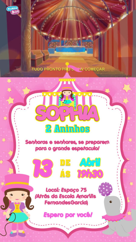Convite Com Vídeo - Circo Rosa
