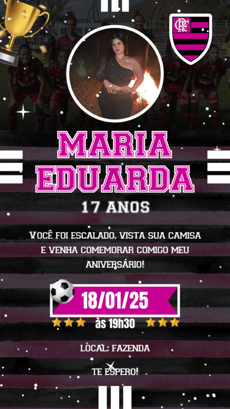 Convite Animado Simples - Flamengo Rosa