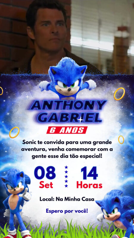 Convite Com Vídeo - Sonic Filme