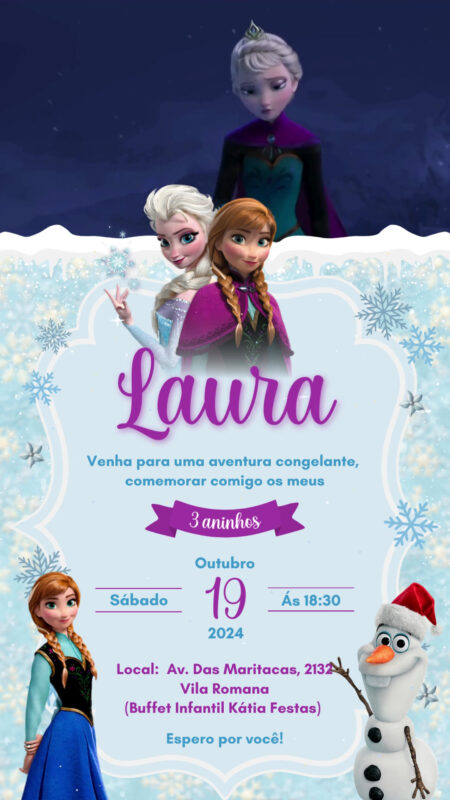 Convite Com Vídeo - Frozen