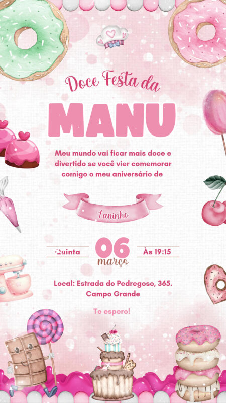 Convite Animado Simples - Doces/Doceria Candy