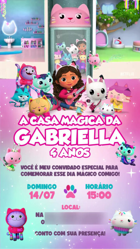 Convite Com Vídeo - A Casa Mágica da Gabby