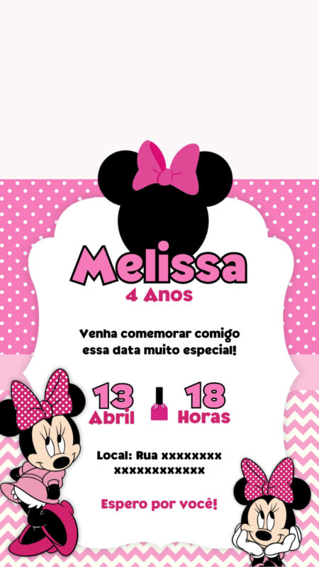 Convite Com Vídeo - Minnie Rosa #3