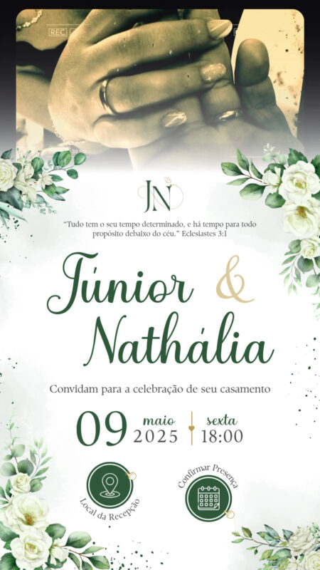 Convite Tecnológico - Casamento Verde e Branco