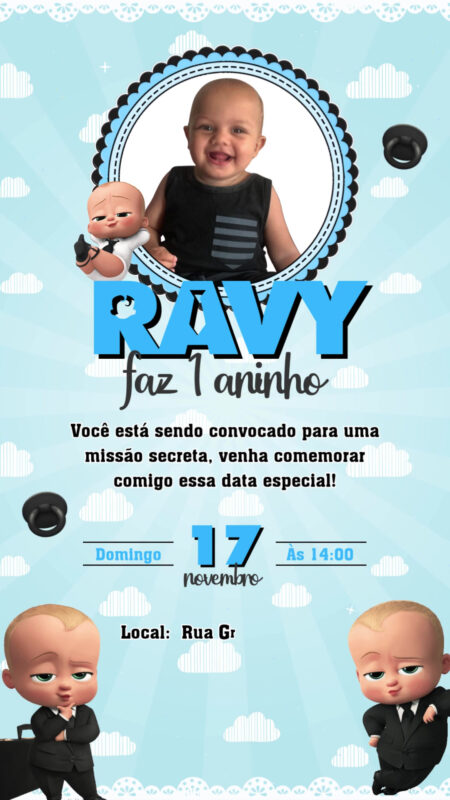 Convite Animado Simples - Poderoso Chefinho