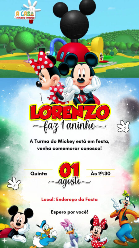 Convite Com Vídeo - Mickey e Minnie
