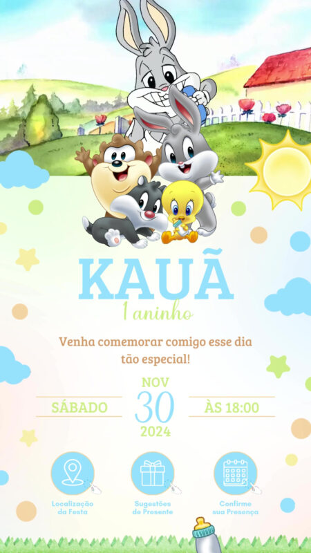 Convite Tecnológico - Baby Looney Tunes #2