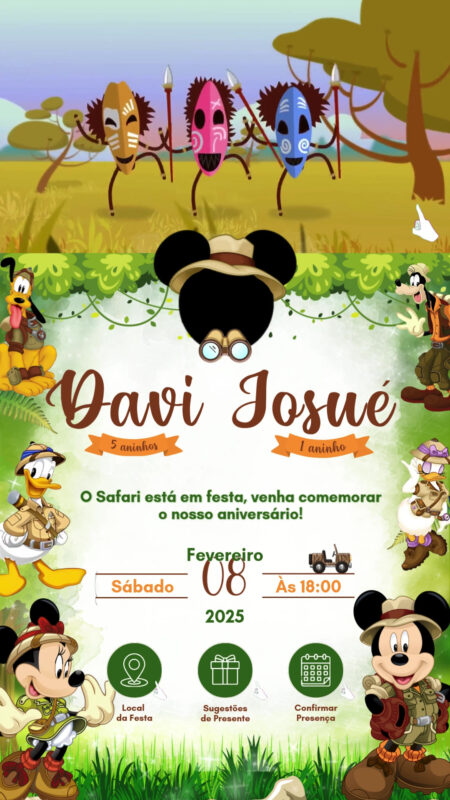 Convite Tecnológico - Mickey Safari