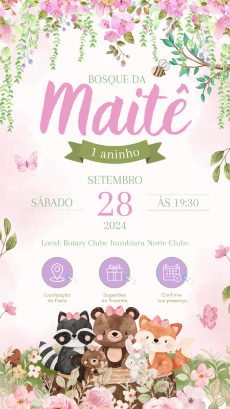 Convite Tecnológico - Bosque Encantado - Menina #2