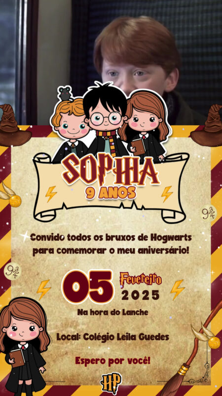 Convite Com Vídeo - Harry Potter Cute