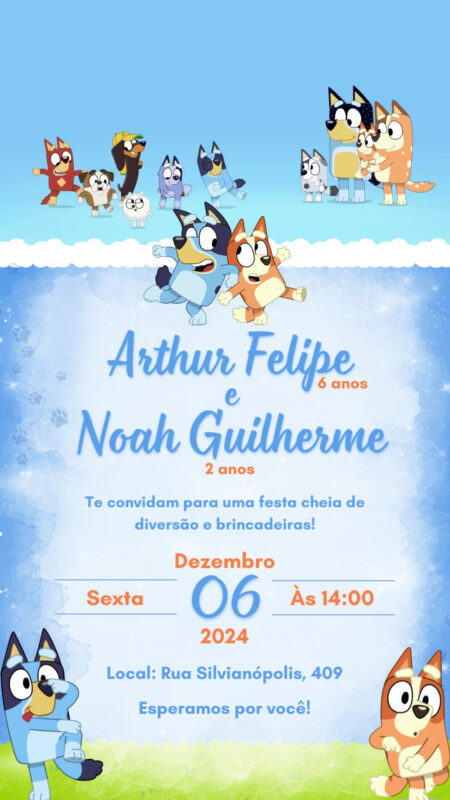 Convite Com Vídeo - Bluey