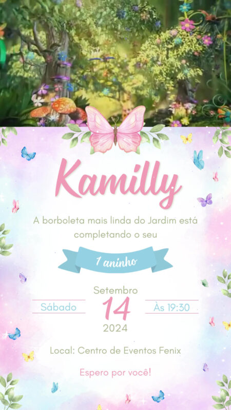 Convite Com Vídeo - Jardim Encantado Borboletas #4