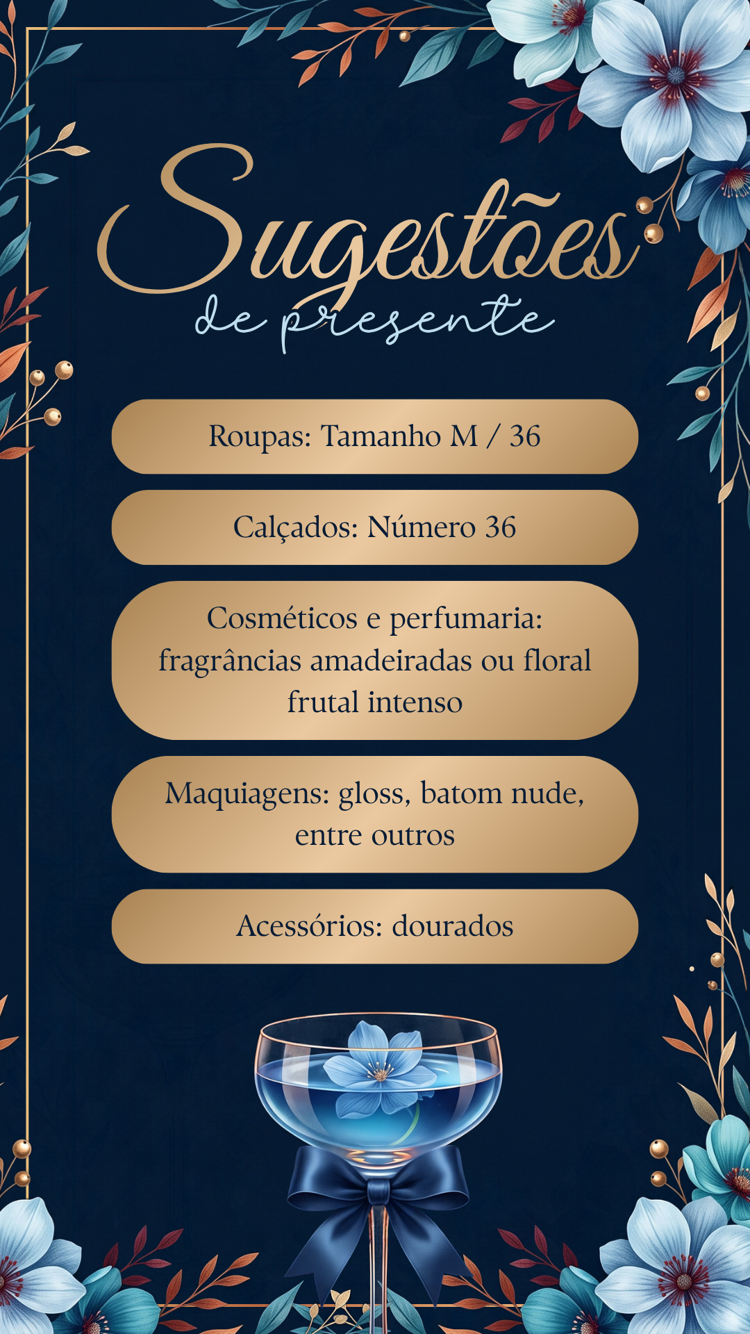 Convite Interativo - Floral Azul, Dourado, Laranja - Imagem 2